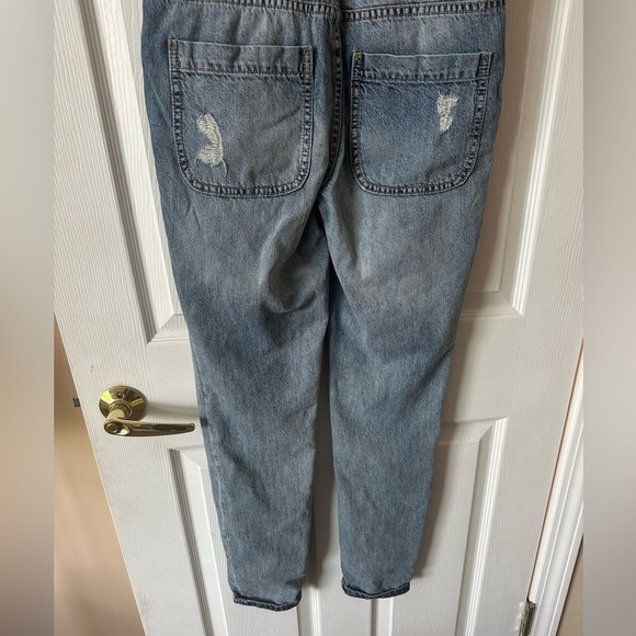 Forever 21 Distressed Patchwork Denim Overalls Y2K 90s Style Size 26 - Picture 9 of 10